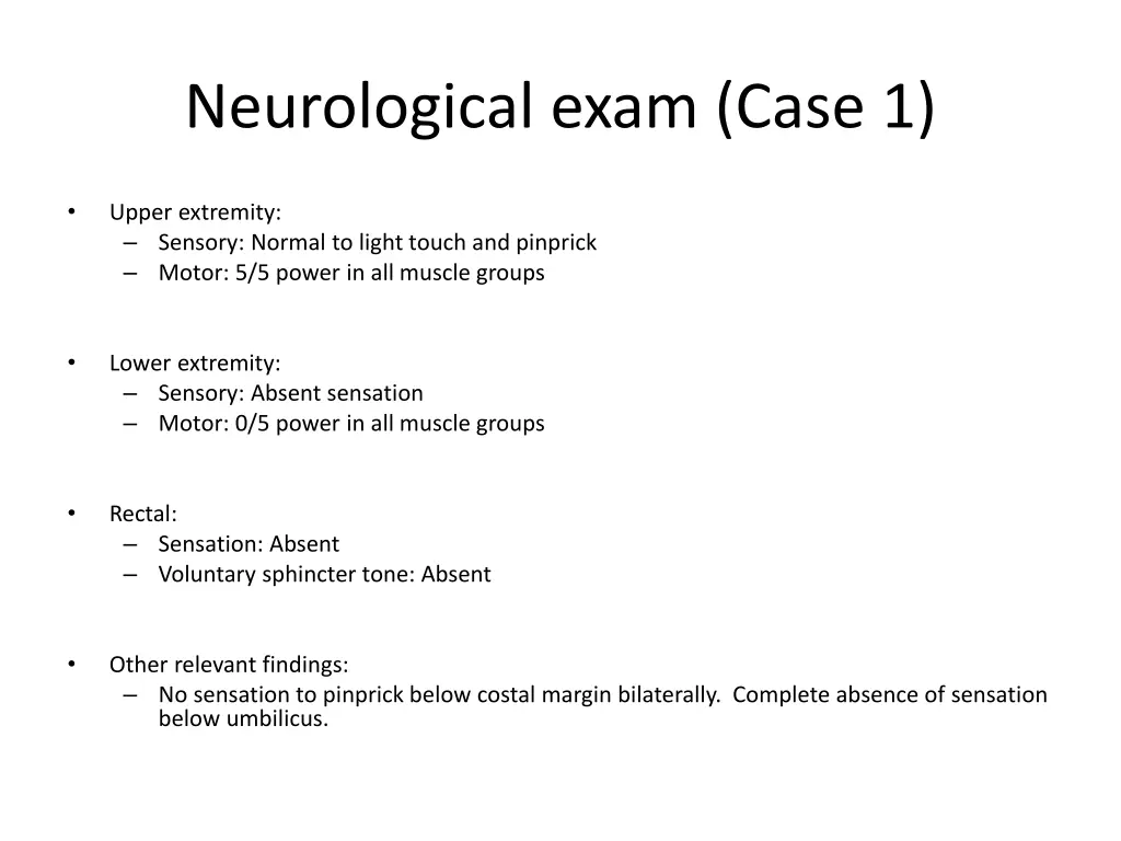 neurological exam case 1