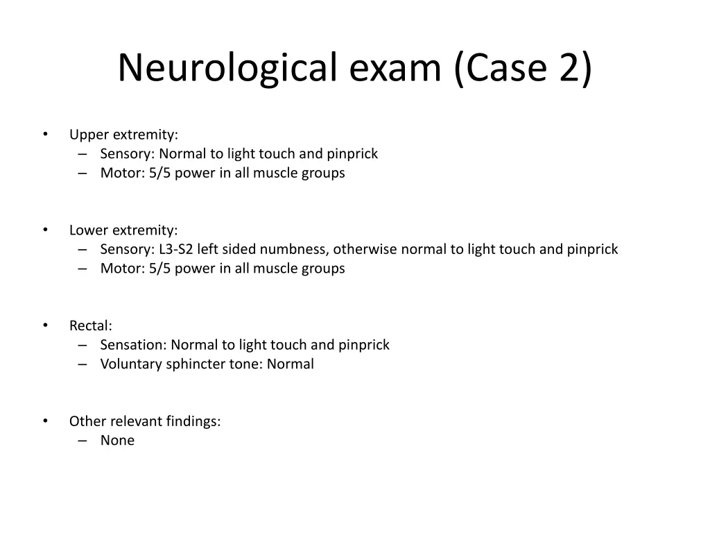 neurological exam case 2