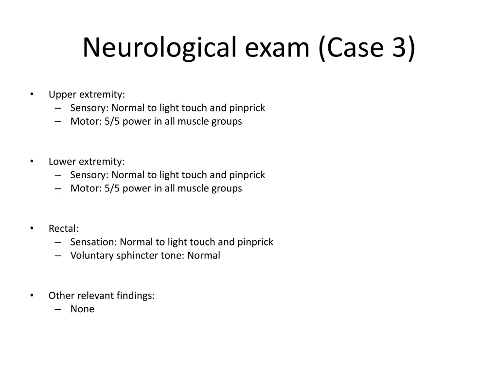neurological exam case 3