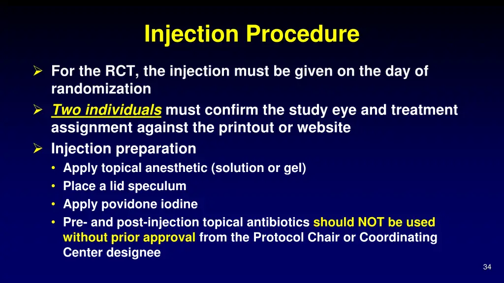 injection procedure