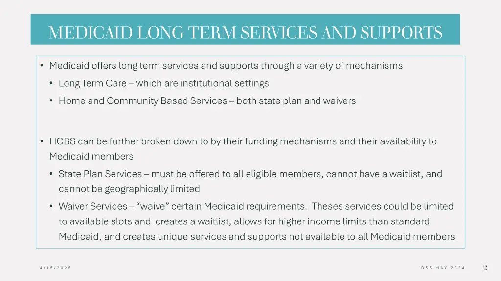 medicaid long term services and supports