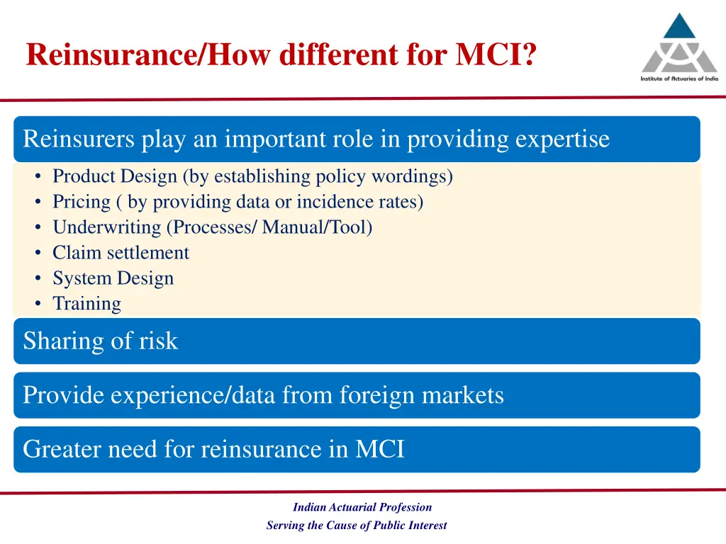 reinsurance how different for mci