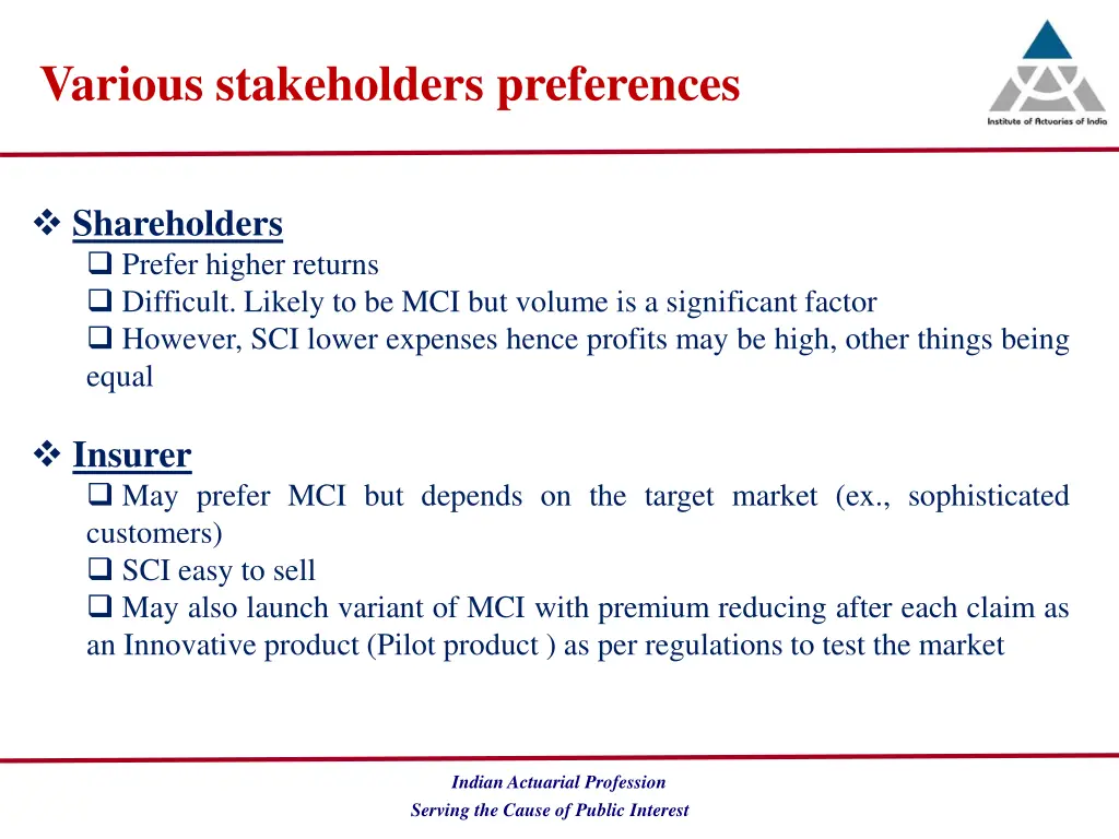 various stakeholders preferences 2