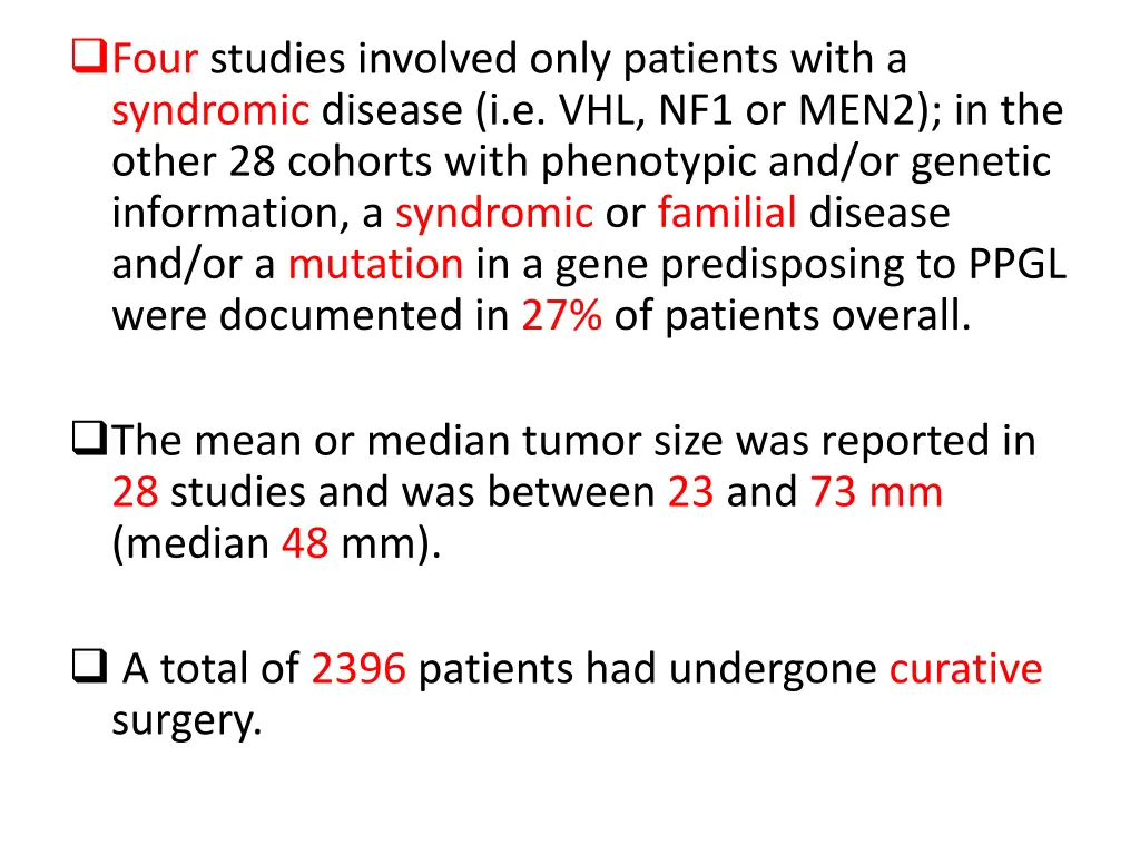 four studies involved only patients with