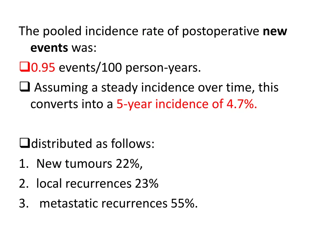 the pooled incidence rate of postoperative