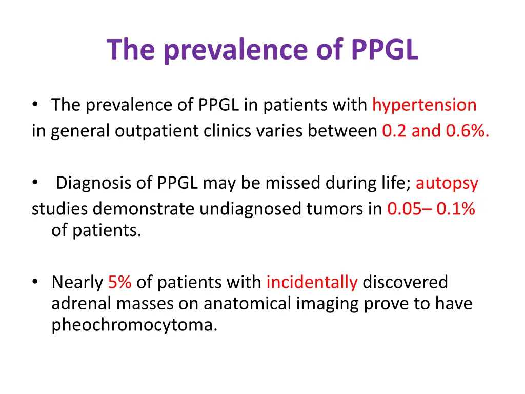 the prevalence of ppgl