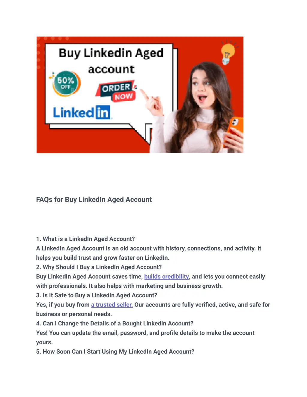 faqs for buy linkedin aged account
