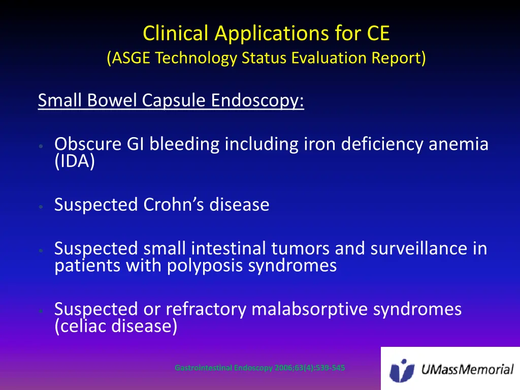 clinical applications for ce asge technology