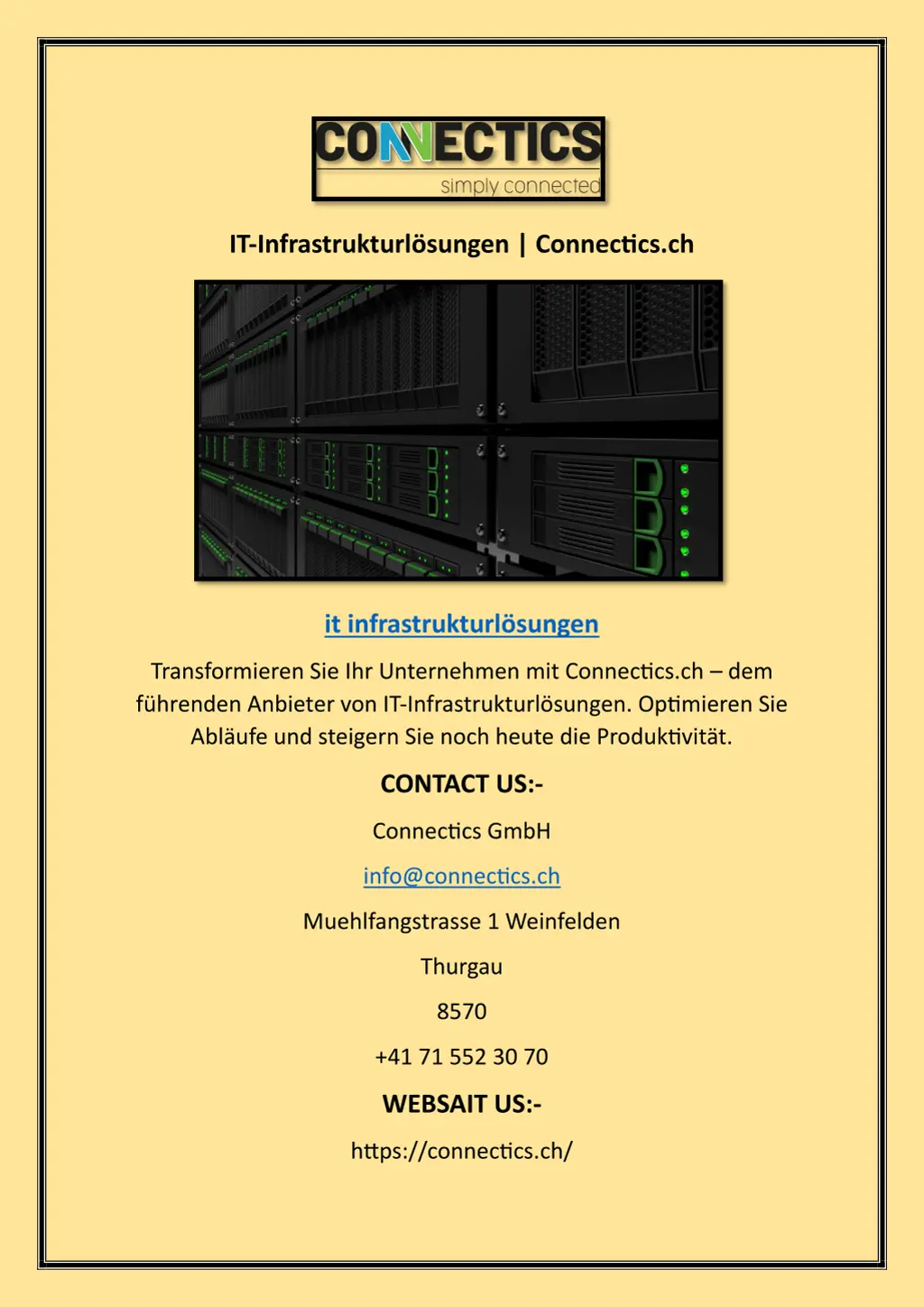 it infrastrukturl sungen connectics ch