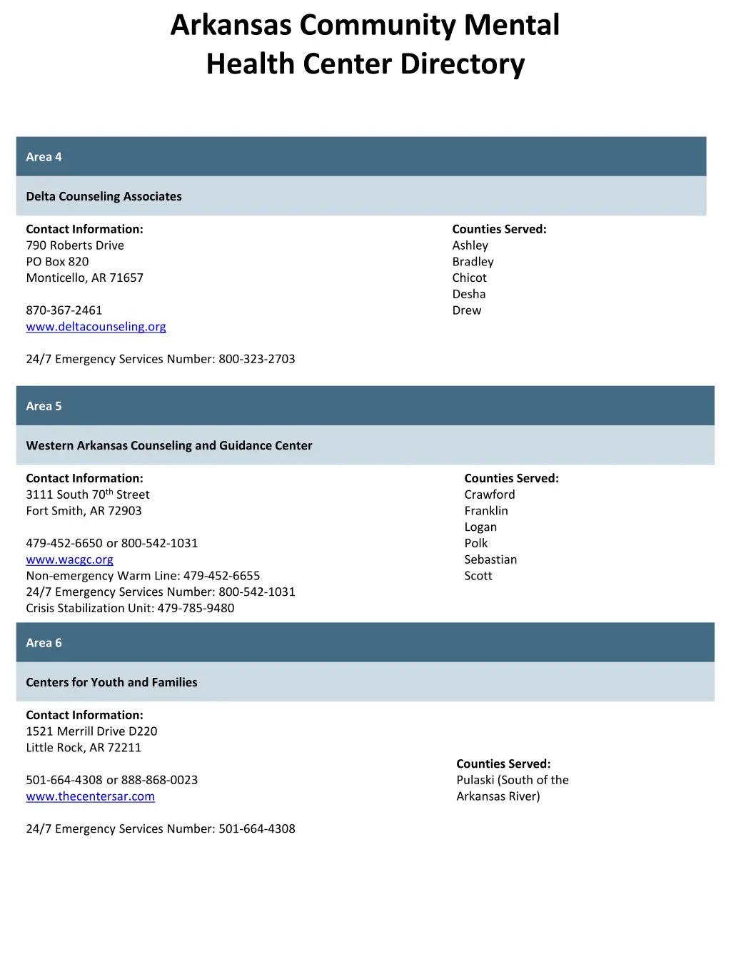 arkansas community mental health center directory 3