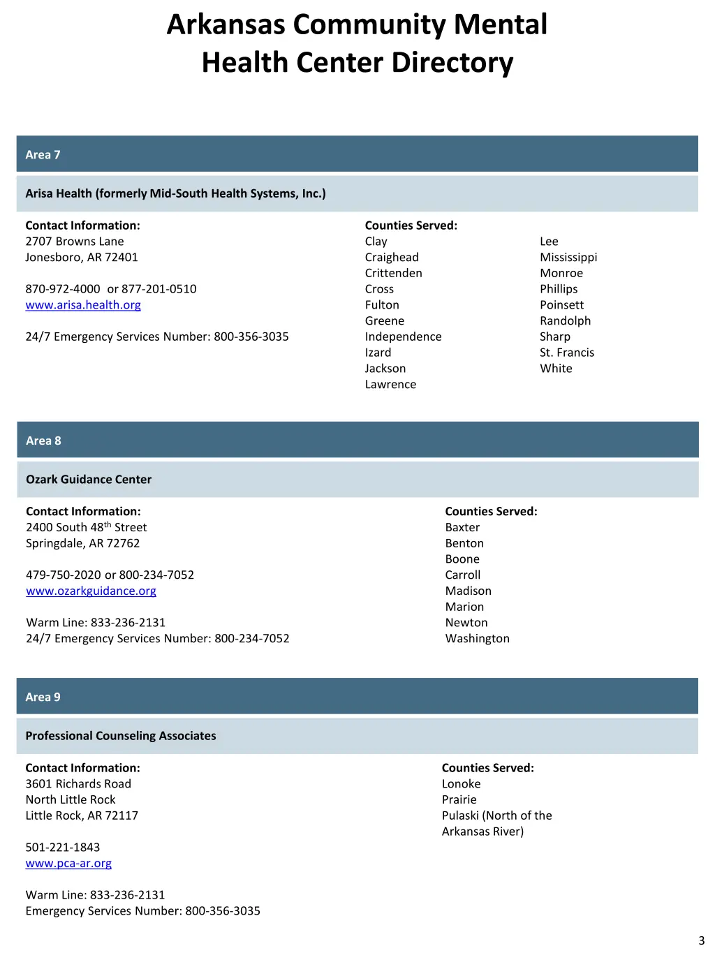 arkansas community mental health center directory 4