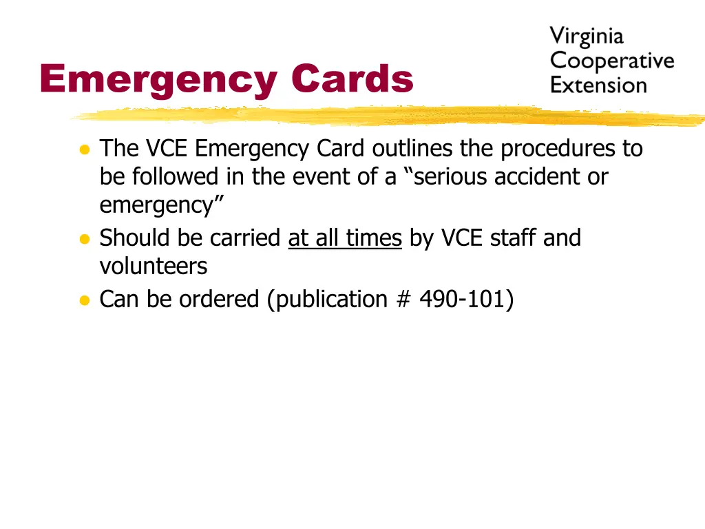 emergency cards