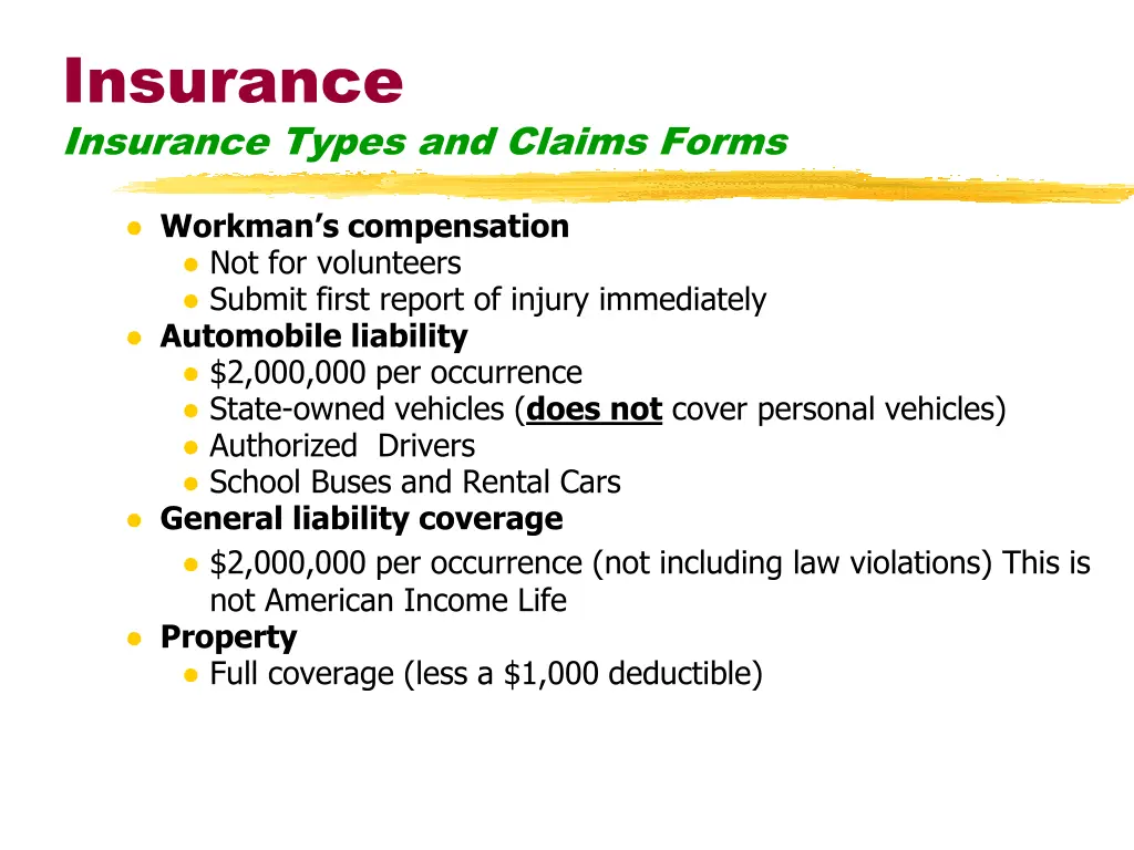 insurance insurance types and claims forms