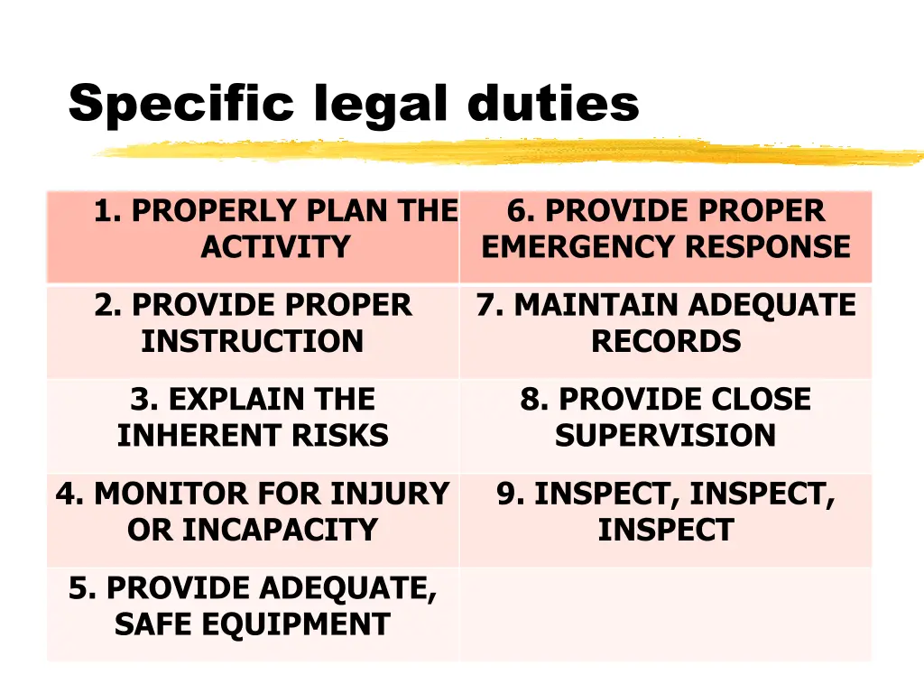 specific legal duties