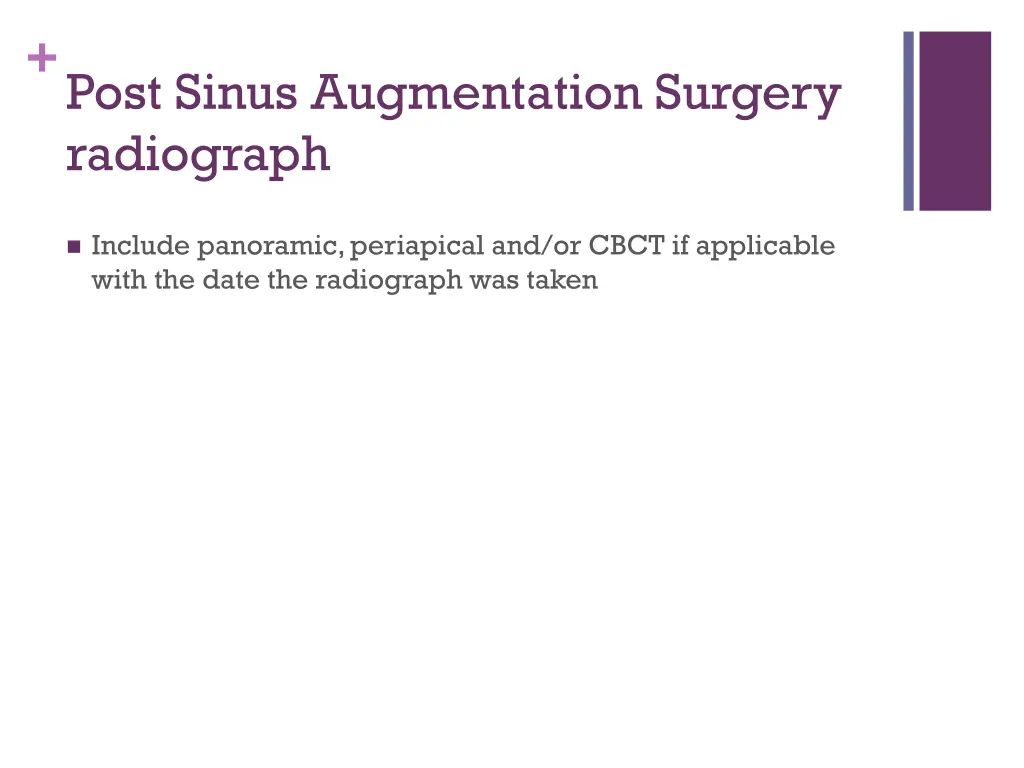 post sinus augmentation surgery radiograph