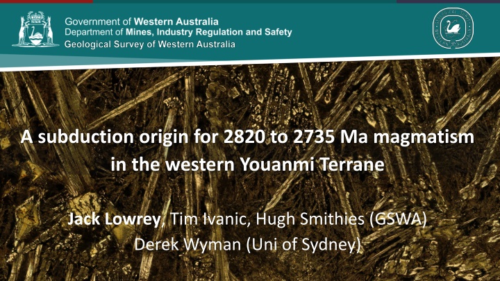 a subduction origin for 2820 to 2735 ma magmatism