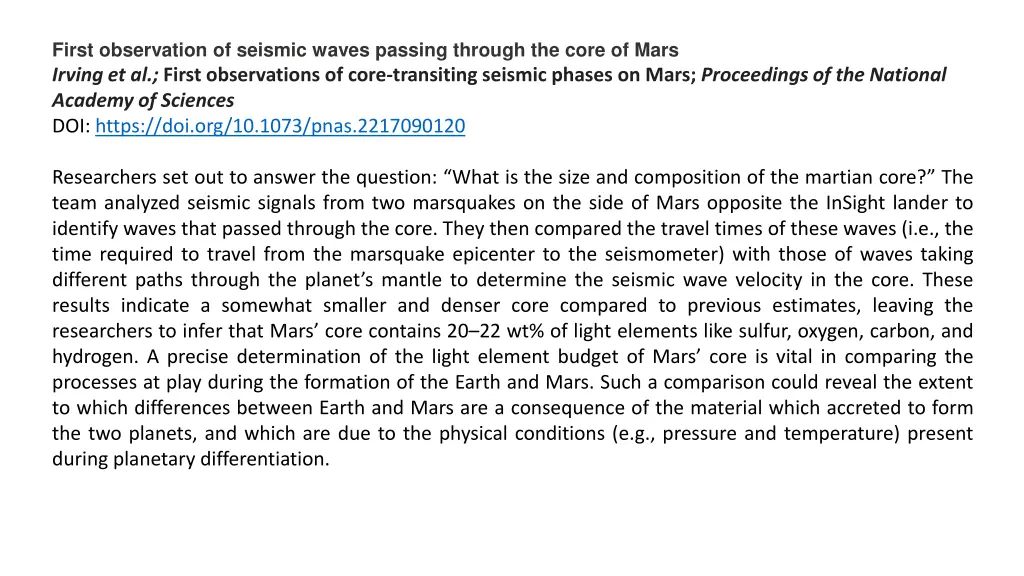 first observation of seismic waves passing