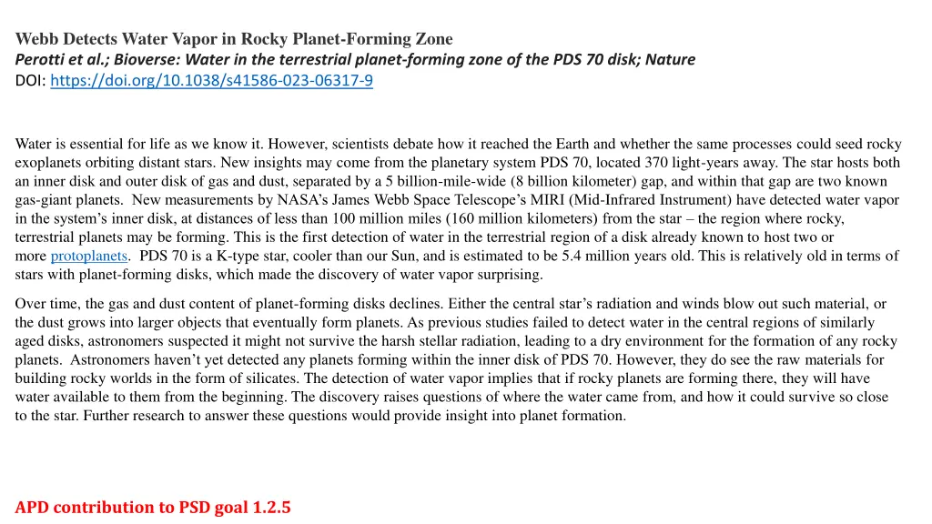webb detects water vapor in rocky planet forming