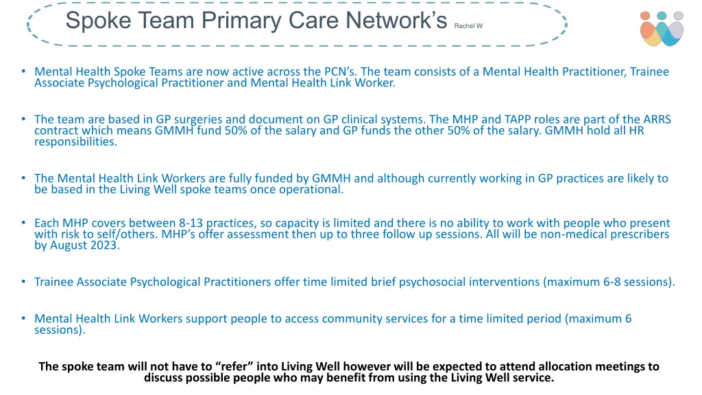 spoke team primary care network s rachel w