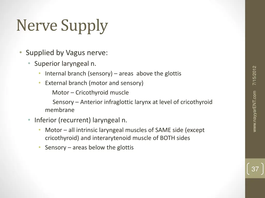 nerve supply