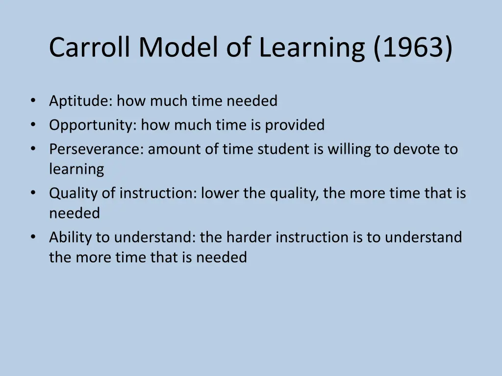 carroll model of learning 1963