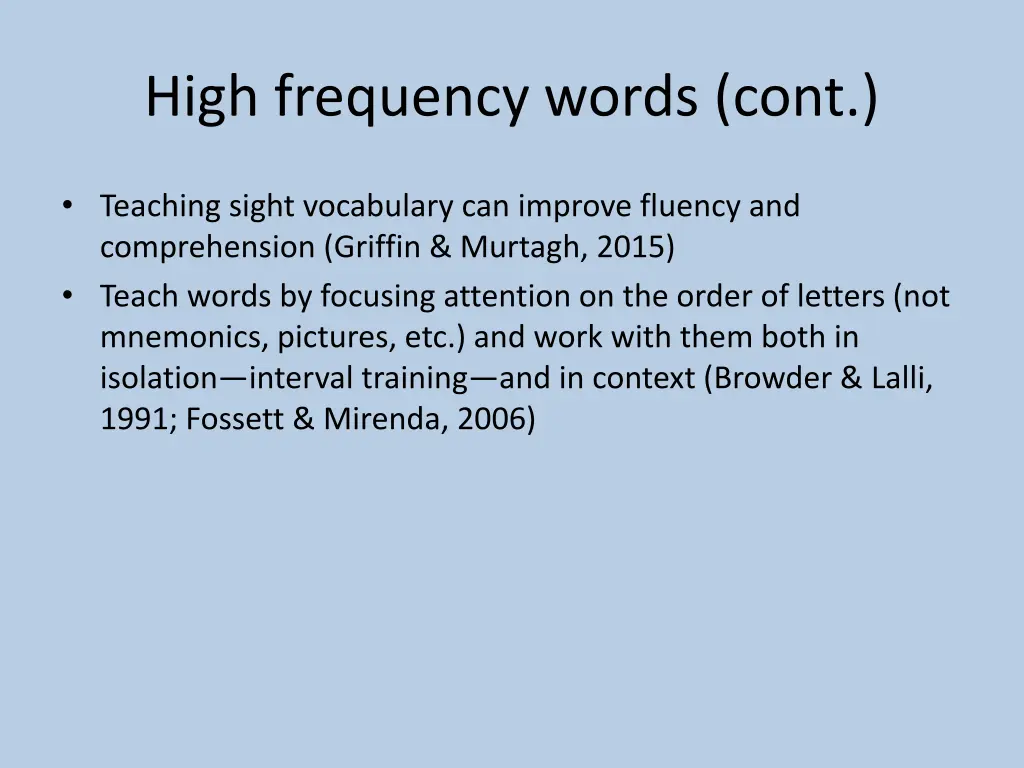 high frequency words cont 1