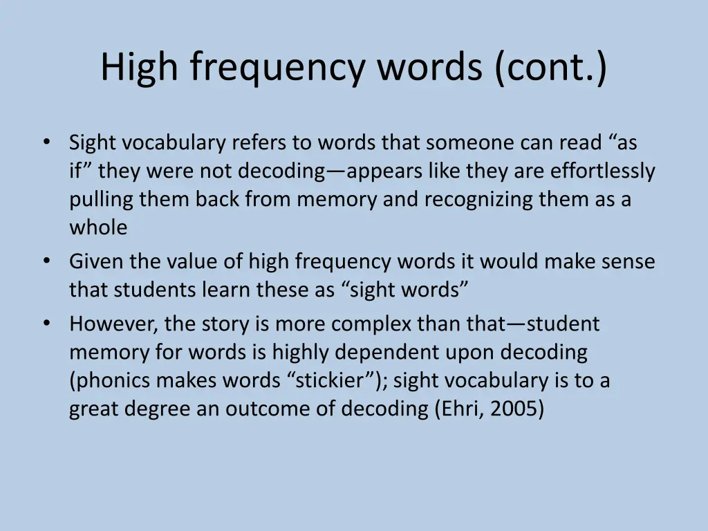 high frequency words cont
