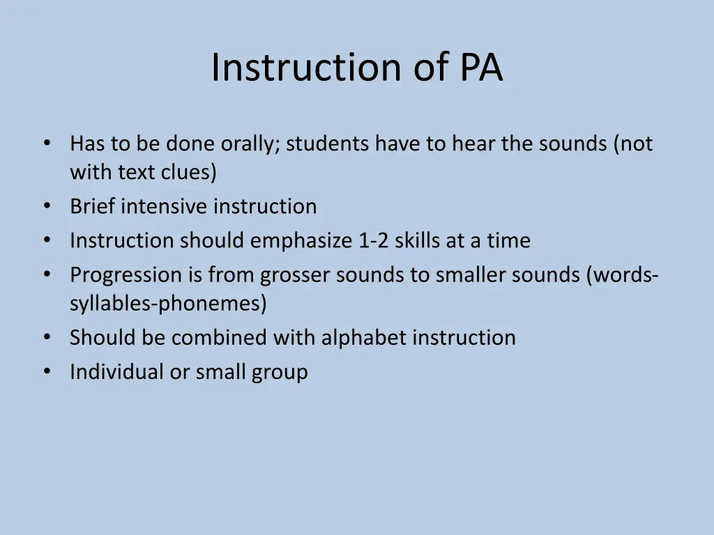 instruction of pa
