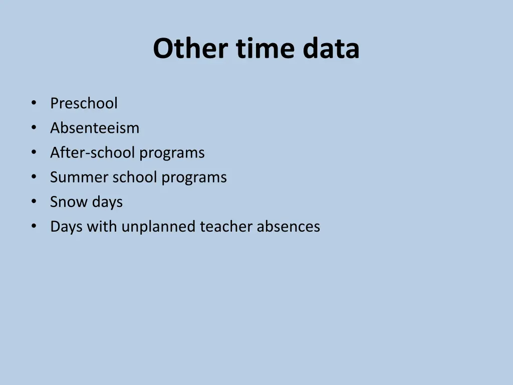 other time data