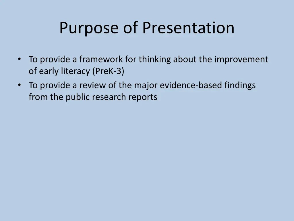 purpose of presentation
