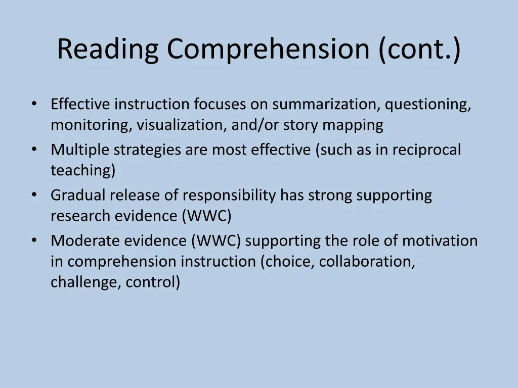 reading comprehension cont