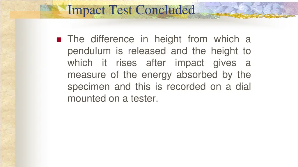 impact test concluded