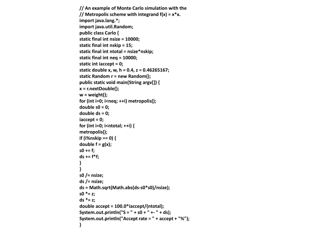 an example of monte carlo simulation with