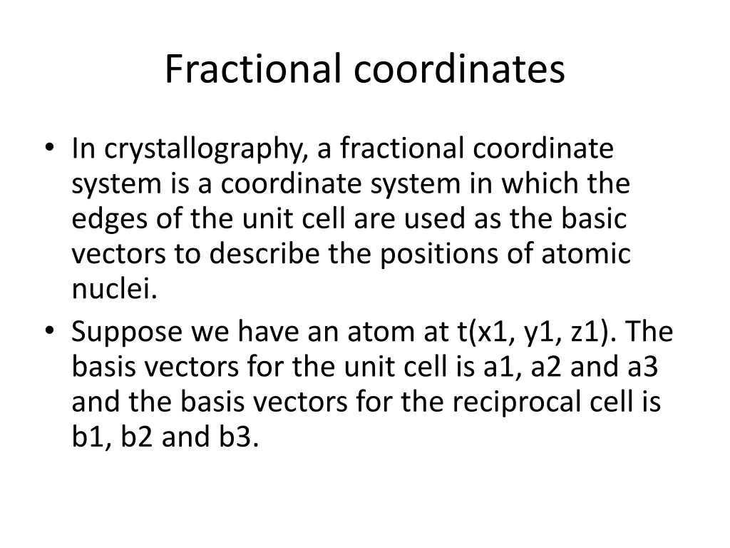 fractional coordinates
