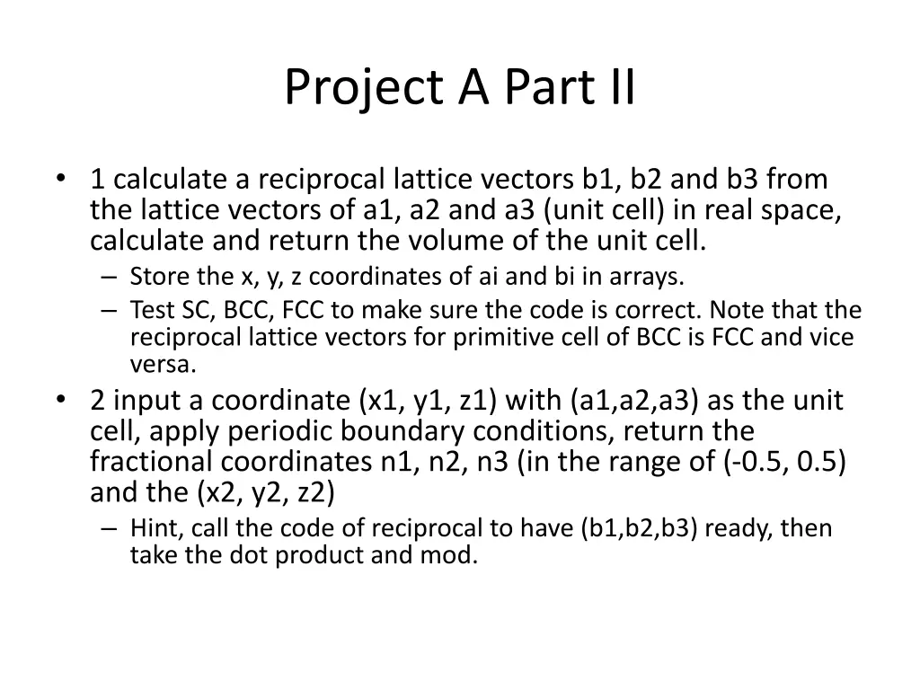 project a part ii