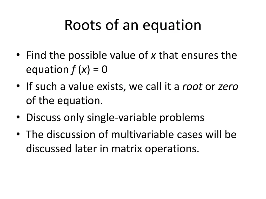 roots of an equation
