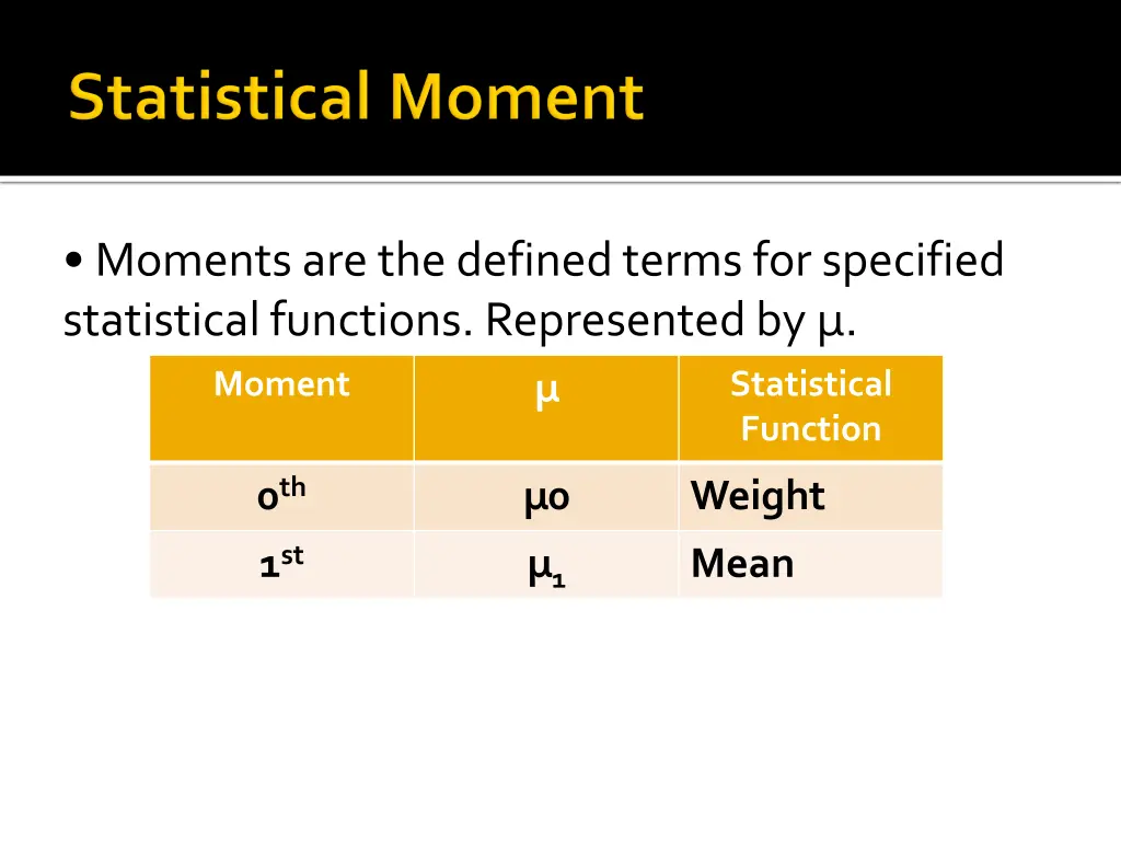 moments are the defined terms for specified