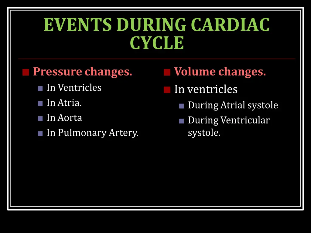 events during cardiac cycle