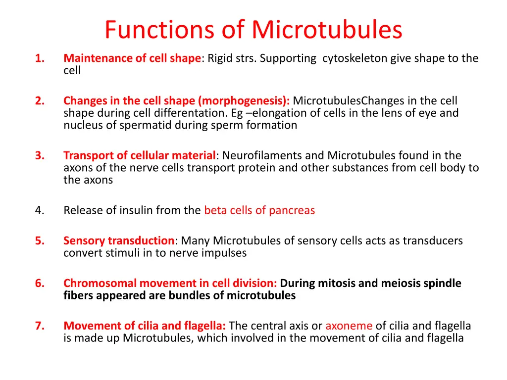 functions of microtubules