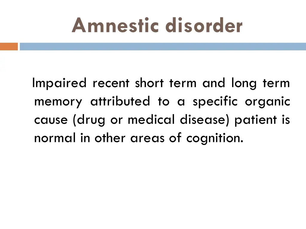 amnestic disorder