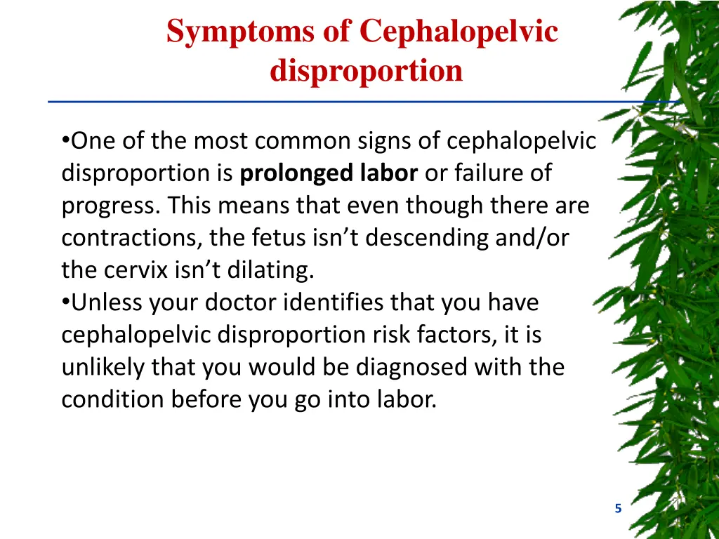 symptoms of cephalopelvic disproportion