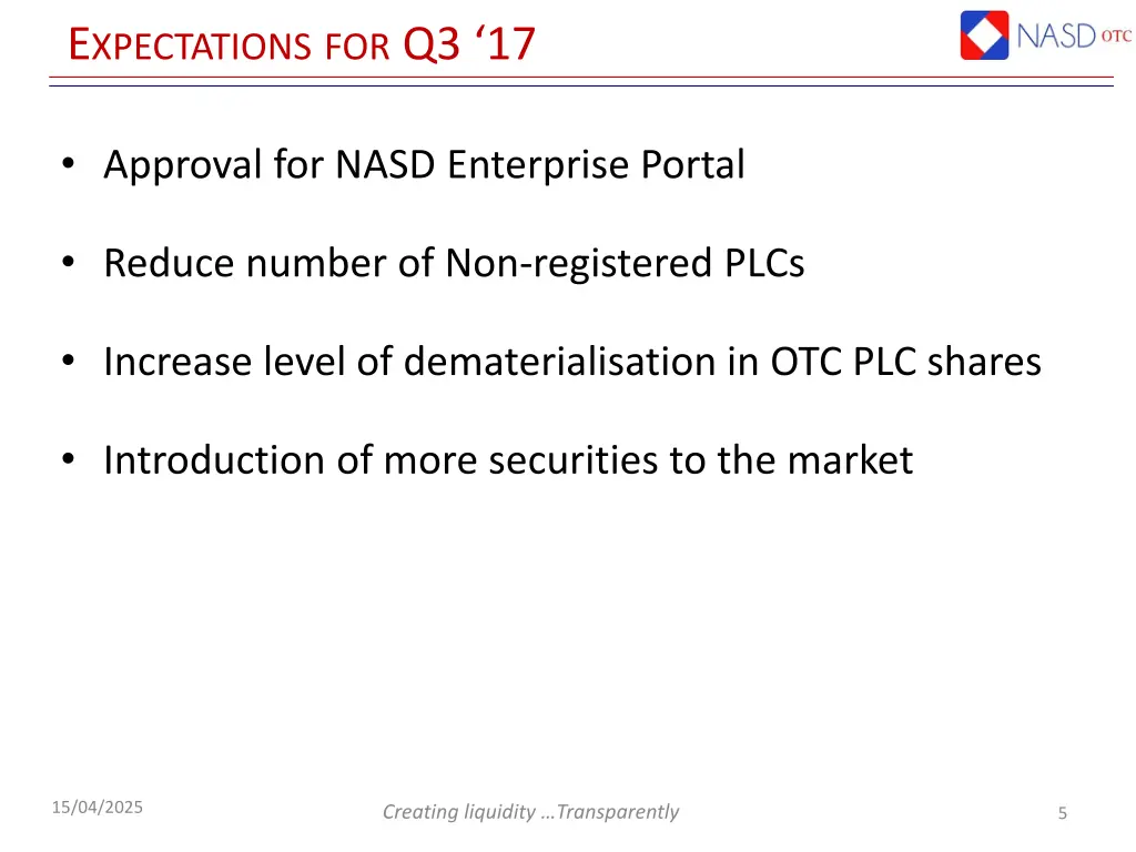 e xpectations for q3 17