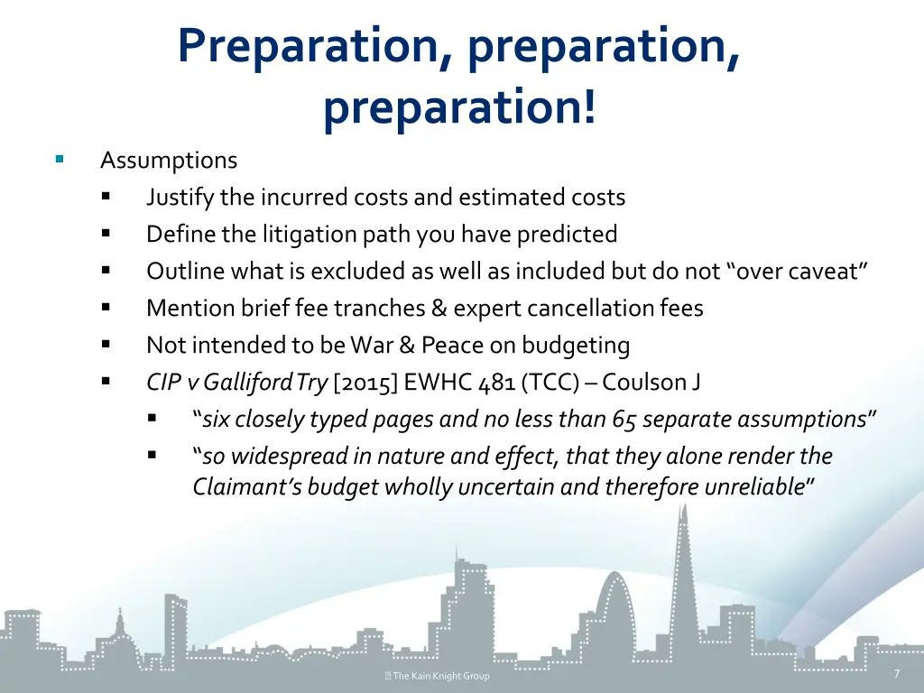 preparation preparation preparation assumptions