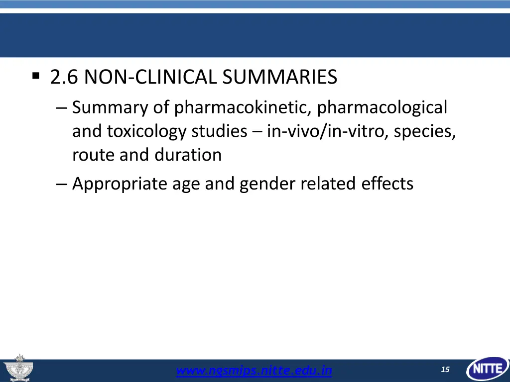 2 6 non clinical summaries summary