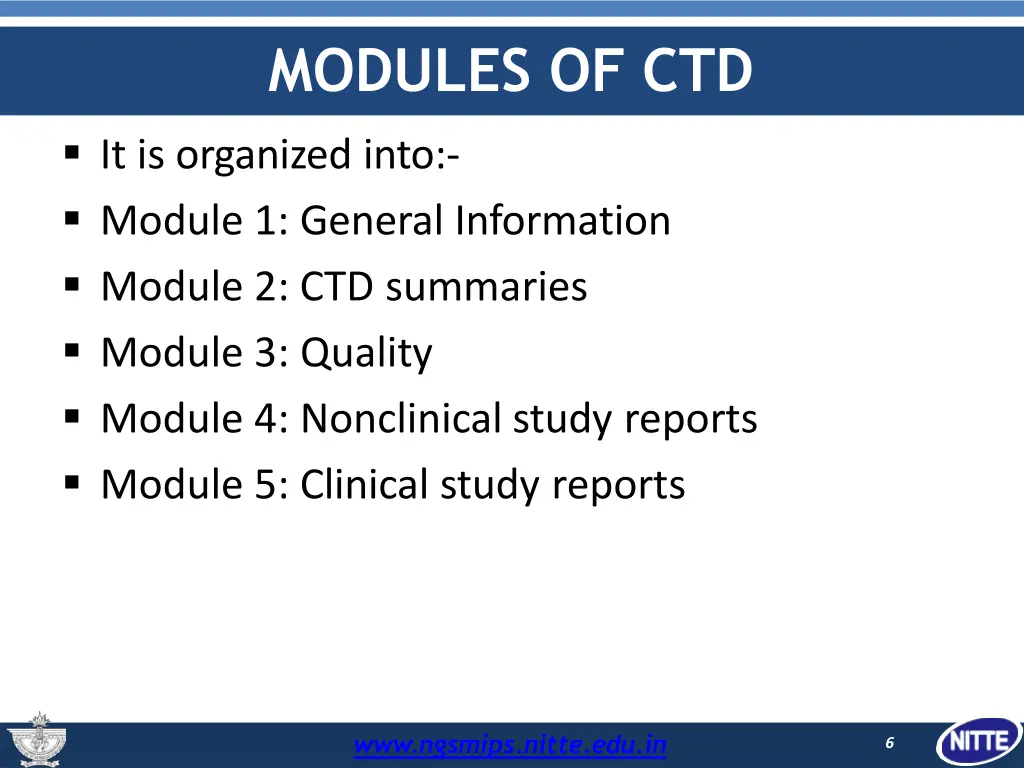 modules of ctd