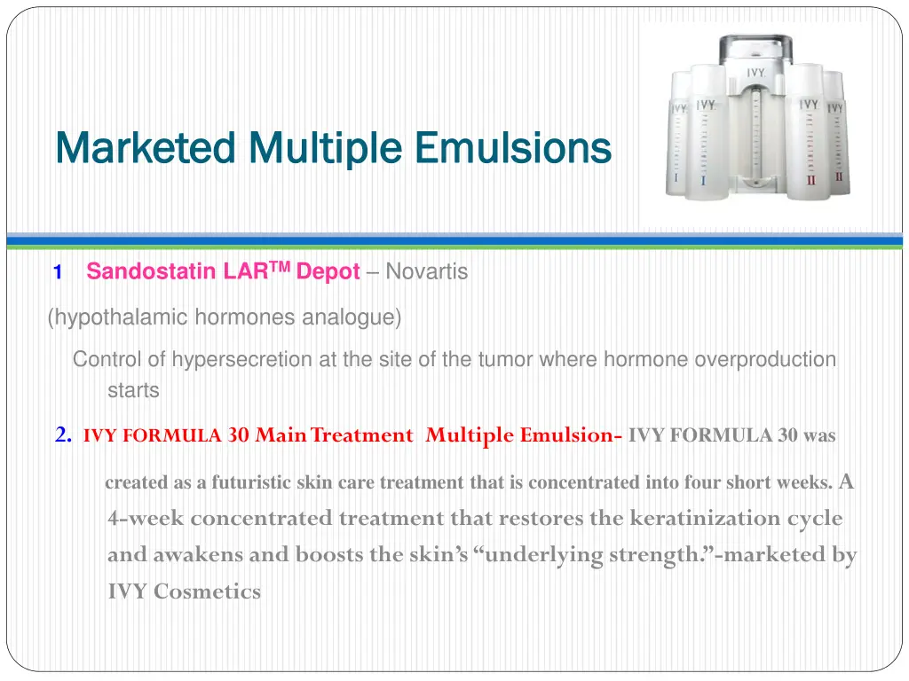 marketed multiple emulsions marketed multiple