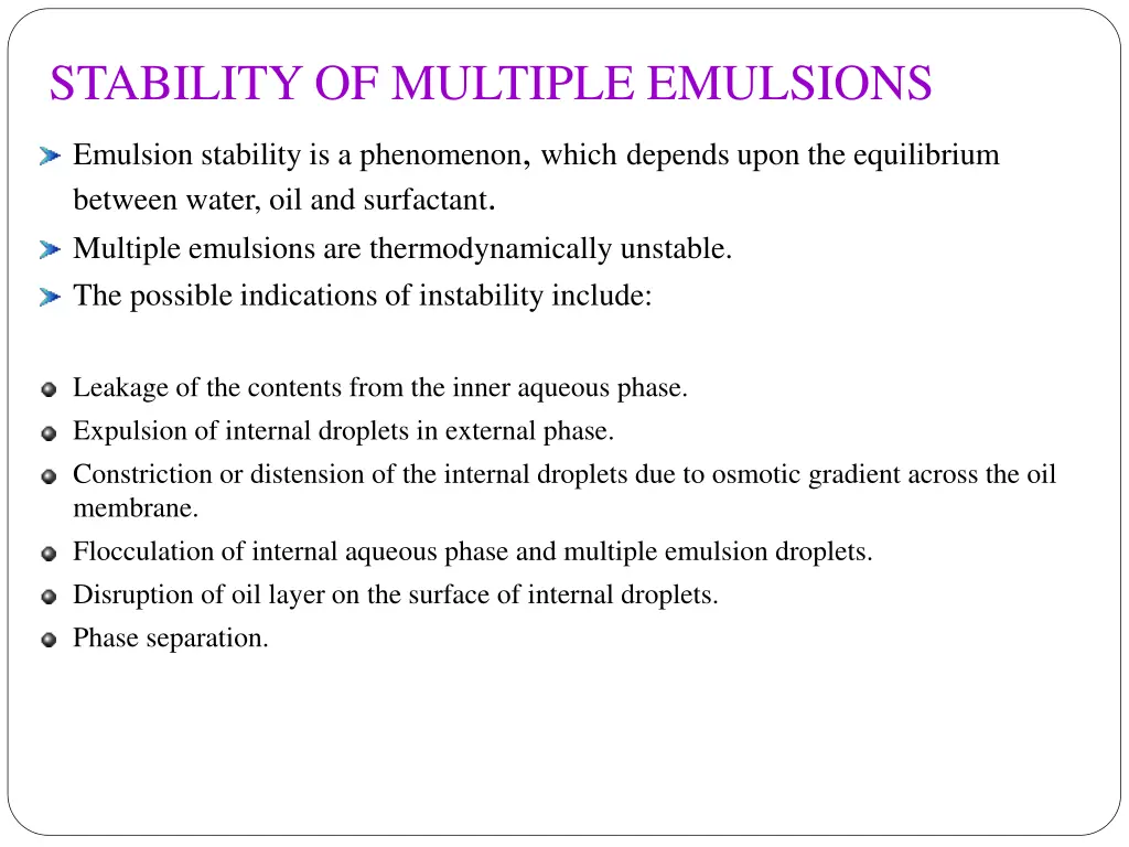 stability of multiple emulsions