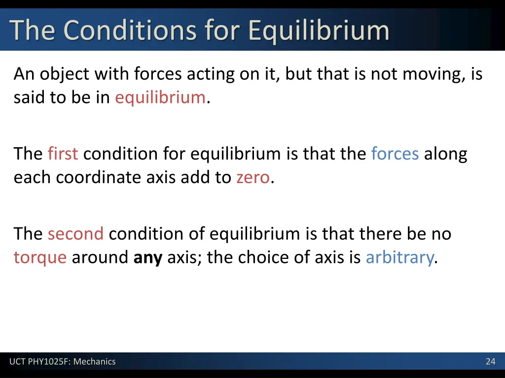 the conditions for equilibrium