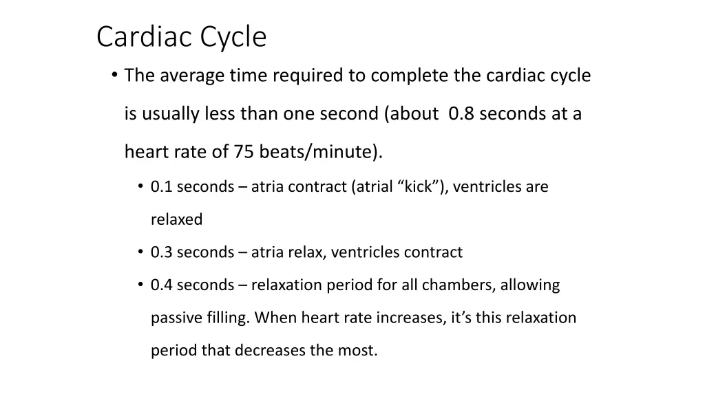 cardiac cycle the average time required