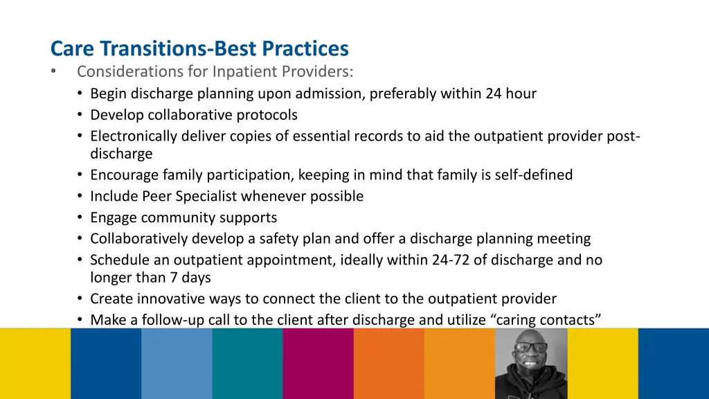 care transitions best practices considerations